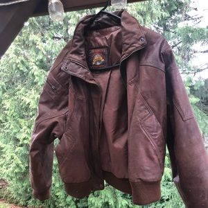 Bomber jacket brown leather size medium